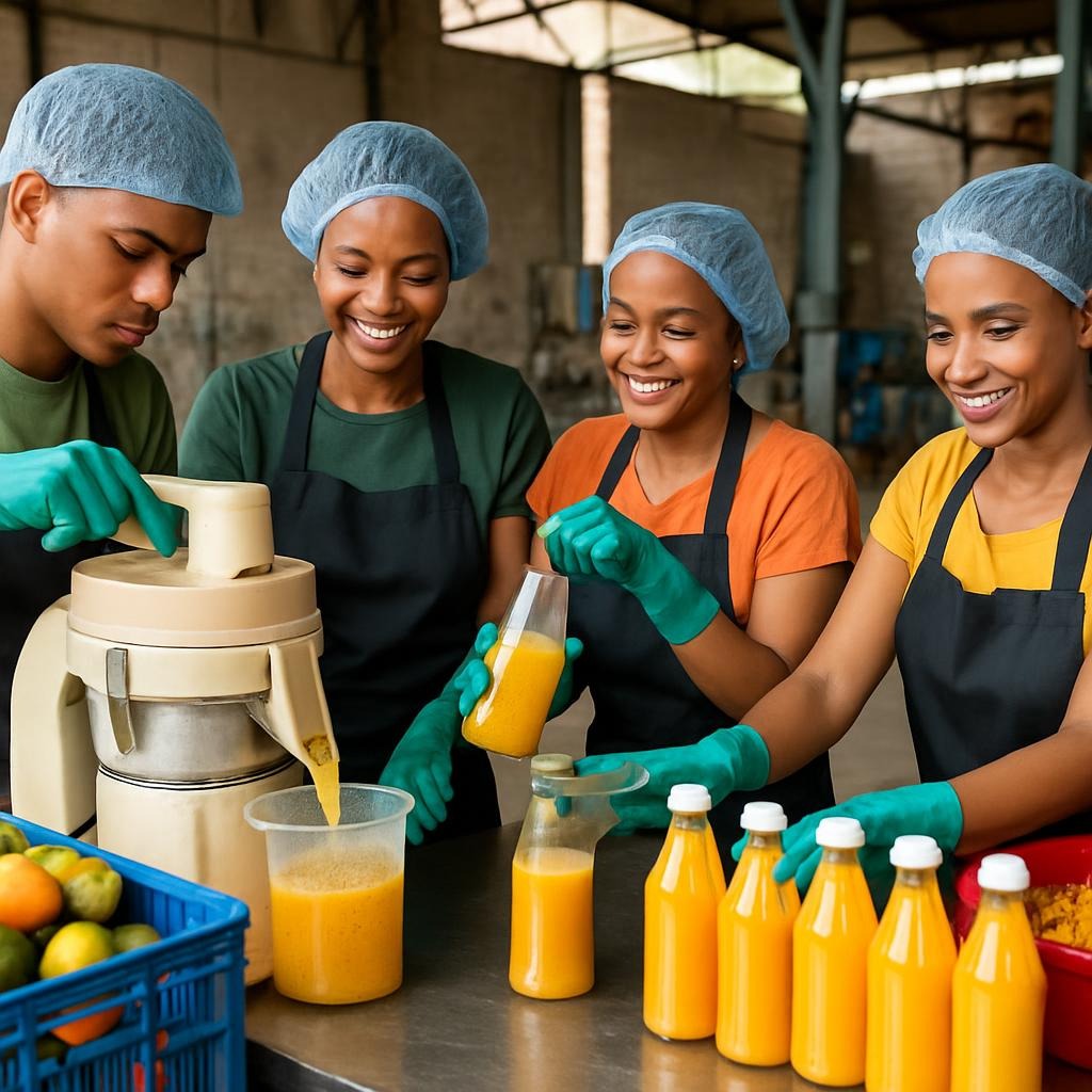 Agri business juice making by Gambian youths.